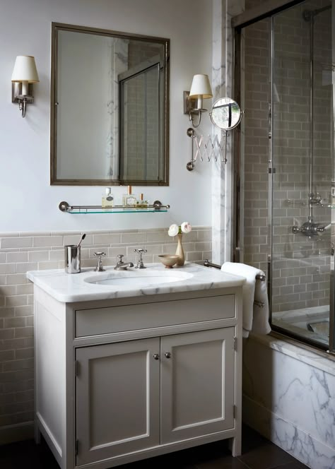 Tour a Soothing West Village Townhouse That’s a True “Jewel Box” | Architectural Digest Lake House Architecture, Alyssa Kapito, Brooklyn Bathroom, West Village Townhouse, Silver Bathroom, Classic Bathroom, Primary Bathroom, Primary Bath, Finishing Materials