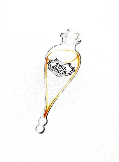 felix felicis 
potion
harry potter 
liquid luck Felix Felicis Recipe, Felix Felicis Drawing, Liquid Luck Tattoo, Felix Felicis Tattoo, Liquid Luck, Luck Tattoo, Felix Felicis, Harry Potter Logo, Hp Tattoo