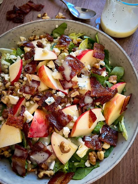 Pepper Bacon, Apple Walnut Salad, Salad Inspiration, Apple Walnut, Salad Diet, Poppyseed Dressing, Maple Mustard, Poppy Seed Dressing, Bacon Salad