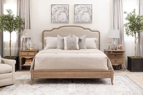 Bedroom Sets | Mathis Home Beige King Bed Frame, Master Bedrooms Upholstered Beds, High Upholstered Bed Master Bedrooms, Fabric And Wood Bed, Queen Bed Frame Fabric, King Bed Frame And Headboard, Upholstered Master Bed, Wood And Upholstered King Bed, California Coastal Master Bed