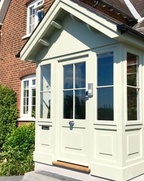 The English Porch Company Belmont Porch Victorian Front Porch Ideas, Side Entrance Ideas Exterior, Enclosed Porch Ideas Front Entry, Brick Porch Ideas, Porches Ideas Entrance, Victorian Porch Ideas, Cottage Porch Ideas, English Porch, Front Porch Extension