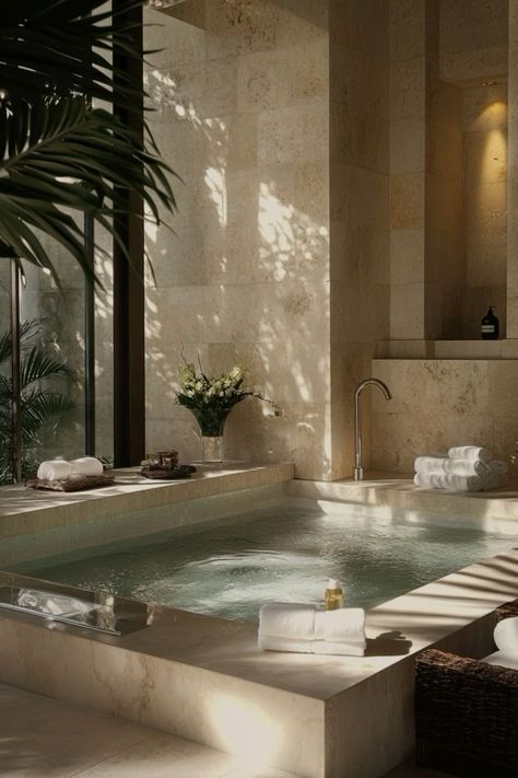 Sunday Selfcare, Home Spa Ideas, Indoor Jacuzzi, Home Facial, Relaxing Home, Mini Pool, Spa Interior, Tranquil Retreat, Spa Ideas