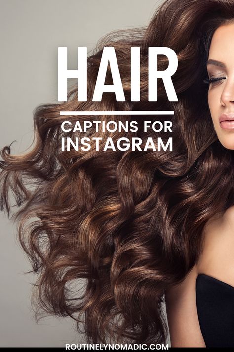 Hair model with words hair captions for Instagram Instagram Captions For Good Hair Day, Instagram Captions For Hair Bangs, Fall Hair Quotes Instagram, New Hair Post Instagram Story, Long Hair Instagram Captions, Short Hair Captions Instagram Posts, Brunette Hair Quotes, Short Hair Quotes Sassy, Balayage Instagram Caption