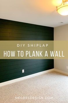 Green Shiplap Wall Bedroom, Nursery Focal Wall, Small Bedroom Inspo Cozy, Dark Green Accent Wall, Bedroom Inspo Cozy, Diy Faux Shiplap, How To Plank, Bedroom Feature Wall, Shiplap Bedroom