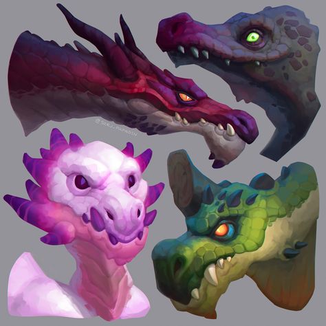 Dragon Heads, Props Art, Creature Artwork, Cute Fantasy Creatures, Dragon Drawing, Creature Concept Art, Character Design Animation, Dragon Design, Creature Concept