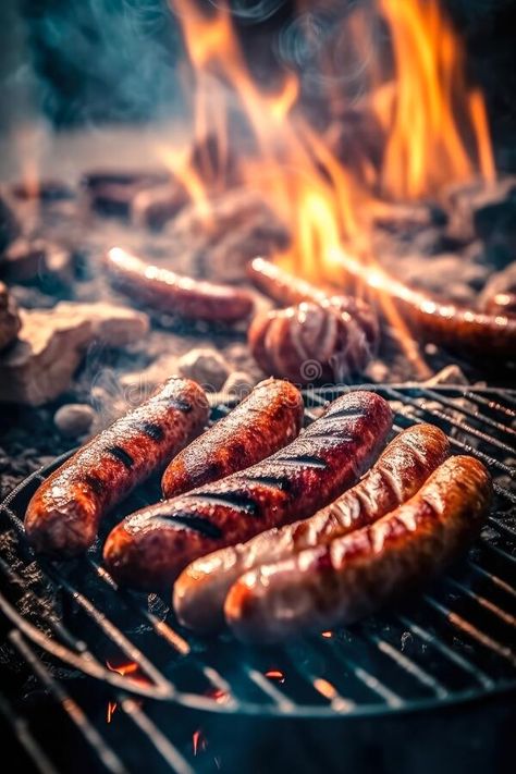 Appetitive grilled sausage on the flaming grill. Delicious crisp sausages. Space for text. Generative AI stock photos Gourmet Sausage, Homemade Sausage Recipes, Meat Steak, Grilled Sausage, Beef Sausage, Food Png, Homemade Sausage, Moroccan Food, Smoked Sausage