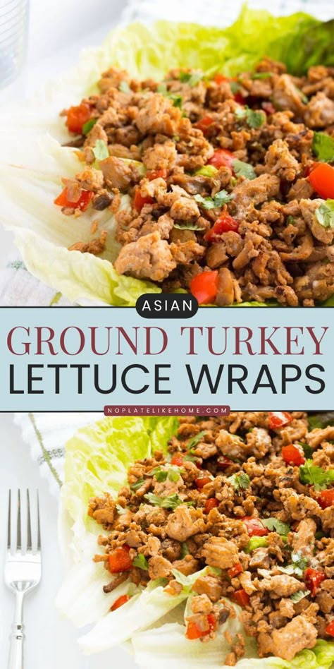 These Asian Ground Turkey Lettuce Wraps are an easy low-carb dinner with ground turkey, mushrooms, red bell peppers, and garlic. This healthy dinner recipe also makes a simple lunch idea for the family. Save this pin! Turkey Lettuce Wraps Healthy, Dinner With Ground Turkey, Asian Ground Turkey, Easy Italian Dinner Recipes, Ground Turkey Lettuce Wraps, Best Italian Dishes, Easy Italian Dinner, Lettuce Wraps Healthy, Easy Spring Recipes