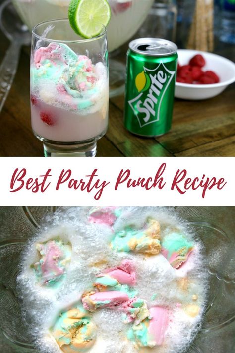 Best Sherbert Punch Recipe, Sherbet Drink Recipes, Party Punch Non Alcoholic With Sherbert, Unicorn Punch Birthday Parties, Kids Party Punch Recipes, Birthday Punch For Kids, Kid Punch Recipes, Punch Recipes Non Alcoholic With Sherbet, Punch Recipes With Sherbert