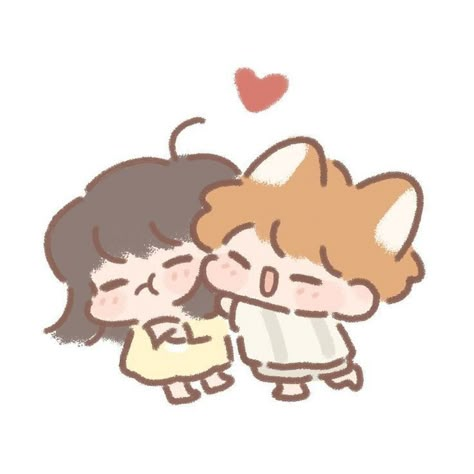 Purrfect Tale Pfp, Couple Chibi Art, Purrfect Tale Icons, Chibi Base Couple, Purfect Tale, Hug Pose, Cute Chibi Couple, Purrfect Tale, Couple Chibi