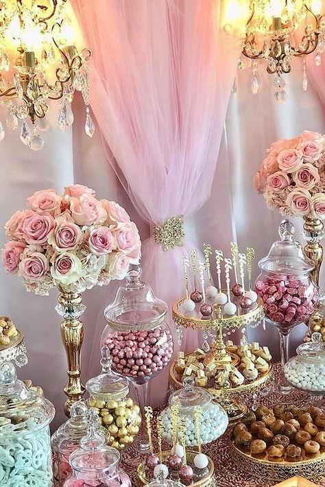 Summer Wedding Menu, Candy Dessert Table, Wedding Menu Ideas, Sweet 16 Party Decorations, Quinceanera Pink, Pink Sweet 16, Money Wedding, Pink Quince, Quinceanera Planning