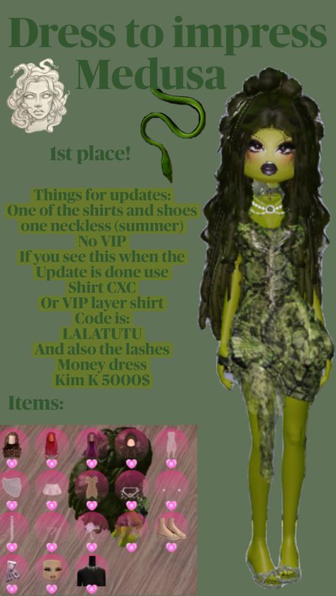 Trend setter outfit Medusa Medusa Outfit, Royal High Outfits Ideas Cheap, Money Dress, Halloween Tutorial, Earthy Style, Theme Dress, Layered Shirts, Outfits Winter, Trend Setter