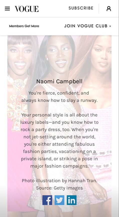 Which 90’s supermodel are you ? Do the quiz on the vogue website to find out ! I got Naomi xx How To Look Like A Vs Model, 90’s Supermodel, How To Be A Model, Vs Supermodels, 90s Supermodels Aesthetic, Super Models 90s, Super Model Aesthetic, How To Look Like A Model, 90s Model Aesthetic