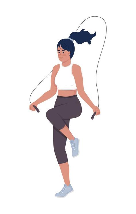 Woman with jumping rope semi flat color vector character. Editable figure. Full body person on white. Sports training simple cartoon style illustration for web graphic design and animation Workout Pictures Women, Exercise Pictures Cartoon, Jump Rope Illustration, Jump Rope Drawing, Jumping Character, Exercise Picture, Fitness Animation, Exercise Cartoon, Body Animation