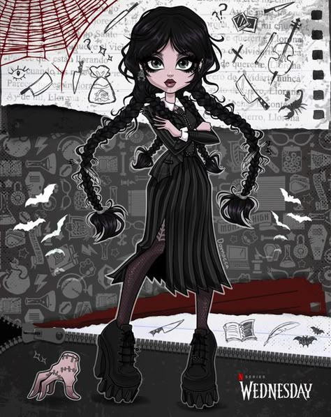 Wednesday Addams Desenho, Elissabat Fanart, Halloween Character Ideas, Wednesday Fan Art, Wednesday Oc, Wednesday Art, Arte Monster High, Monster High Pictures, Catty Noir