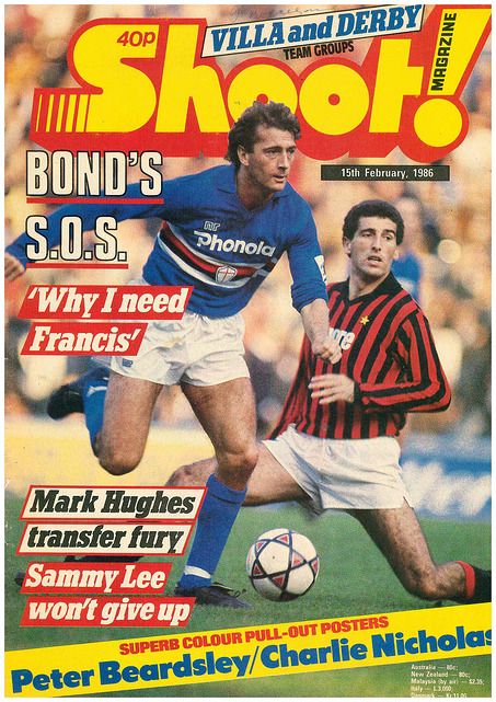 Shoot! magazine in Feb 1986 featuring Sampdoria v AC Milan on the cover. Vintage Sports Magazine Covers, Athlete Magazine Cover, Shoot Magazine Football, Vintage Sports Magazine, Soccer Magazine Cover, Football Magazine Cover, Football Magazine Design, Ivy Poster, Sport Magazine Cover