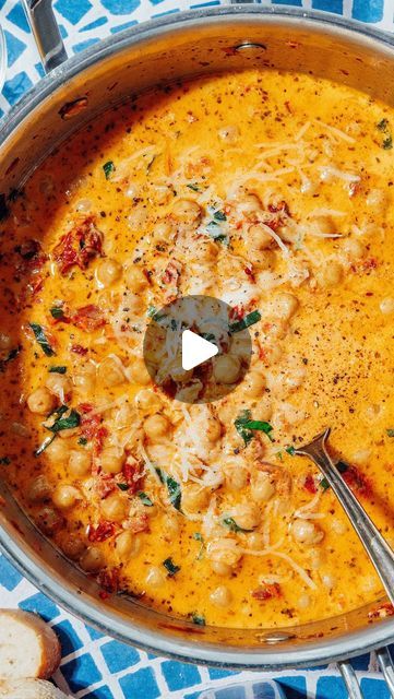 Sarah Bond on Instagram: "Win hearts and prepare to fall in love with these Marry Me Chickpeas! 💍 A vegetarian twist on Marry Me Chicken, with a creamy Italian-style tomato sauce and nutritious chickpeas Ready in 15 minutes and perfect for vegetarian date night. The recipe is brand new on @liveeatlearn! #vegetariandinnerideas #marrymechicken #chickpealover #chickpearecips #datenightdinner #vegetariandatenight #marrymechickpeas" Marry Me Chickpeas, Vday Food, Garbanzo Bean Recipes, Marry Me Chicken, Chicken Breast Recipes Baked, Healthy Lunch Snacks, Cooking Cream, Tuscan Inspired, Chickpea Recipes