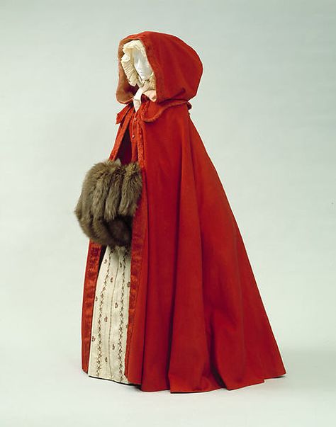 Cloak late 18th century The Metropolitan Museum of Art Red Cloak, 18th Century Clothing, Century Dress, 18th Century Fashion, Period Outfit, Century Clothing, Costume Institute, Antique Clothing, Historical Costume