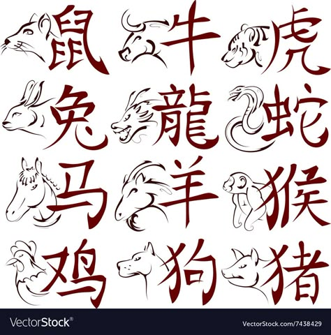 Chinese Zodiac Tattoo, Hannya Maske, Tattoo Zodiac, Chinese Symbol Tattoos, Japanese Tattoo Symbols, Horoscope Tattoos, Chinese Tattoo, Zodiac Sign Tattoos, Chinese Writing