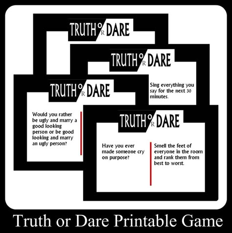 Fun teen truth or dare printable game cards. You no longer have to hold up the party trying to think of fun and hilarious truth or dares for your party. Prints instantly for awesome teen party game! Teenage Party Games, Questions For Teens, Dare Ideas, T Or D, Teen Games, Adult Slumber Party, Good Truth Or Dares, Truth Or Dare Games, Slumber Party Ideas