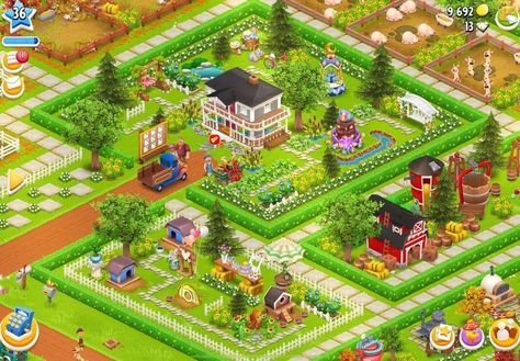 Hay Day Town Design Ideas, Hayday Production Buildings, Hayday Production Buildings Design, Hay Day Entrance Design, Hay Day Aesthetic Farm, Hayday Layout Ideas Whole Farm, Hay Day Town Design, Hay Day Farm Design Ideas Level 30, Hay Day Farm Design Layout