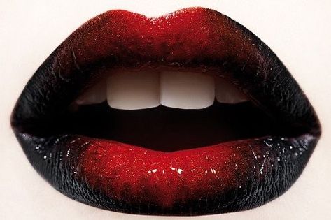 Ombre Lipstick, Lips Inspiration, Orange Lips, Ombre Lips, Black Lipstick, Black Lips, Gothic Makeup, Red Ombre, Hot Lips