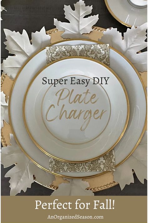 Diy Plate Chargers, Chargers Plates Table Setting, Kitchen Reno On A Budget, Diy Dining Room Decor, Charger Plates Diy, Charger Plates Decor, Dollar Tree Plates, Fall On A Budget, Charger Plate Crafts