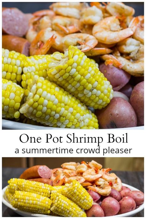 This one pot shrimp boil recipe combined with the flavors of beer and old bay seasoning to create a fun meal any time of year. Fish Boil Recipe, One Pot Shrimp, Fish Boil, Seafood Boils, Shrimp Boil Recipe, Meatless Dishes, When To Eat, Boil Recipes, Creole Mustard