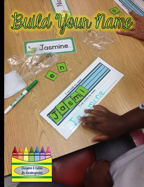 It's All In A Name!  Using Children's Names In The Beginning of Kindergarten! FREE name building printable Name Building, Making Letters, Kindergarten Names, Beginning Of Kindergarten, Preschool Names, Name Practice, Kindergarten Language Arts, Name Recognition, Beginning Of School Year