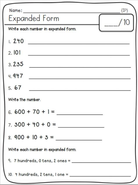 Standard And Expanded Form Worksheet, Teaching Expanded Form 2nd Grade, Expanded Form Math, Expanded Form Worksheets, Numbers In Expanded Form, Grade 6 Math Worksheets, Expanded Notation, Numbers Worksheet, Grade 6 Math