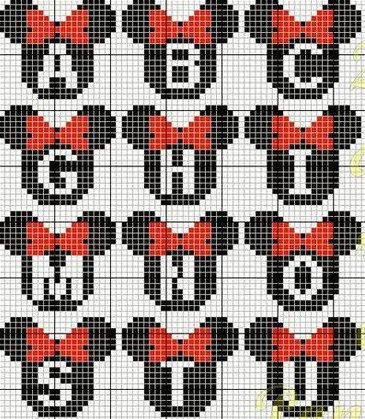 Mickey/Minnie Mouse Personalized Perler by LotsOfStuffAndSuch Perler Bead Minnie Mouse, Birthday Perler Bead Patterns, Minnie Mouse Perler Bead Pattern, Perler Letters, Mickey Mouse Perler Beads, Perler Bead Letters, Perler Bead Patterns Disney, Disney Perler Bead Patterns, Hand Embroidery Letters