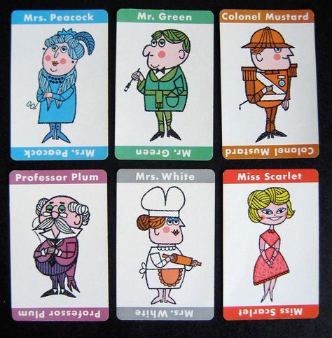 clue suspects  @Catholic Marie Clue Game Characters, Cluedo Characters, Clue Game, Board Game Themes, Diy Tote Bag Design, Clue Board Game, Clue Party, Clue Games, Diy Furniture Videos