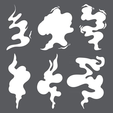 Set of a Smoke or steam clouds cartoon style Air Drawing Ideas, How To Draw Smokey Background, How To Draw Steam, Steam Drawing, Steam Illustration, Cloud Illustrations, Air Drawing, Steam Icon, Cloud Cartoon