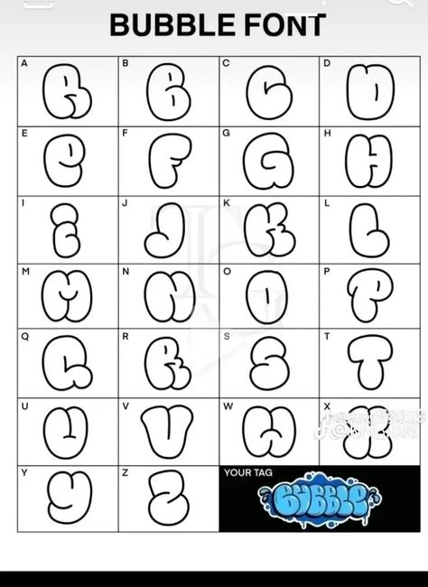 Bubble Graffiti Alphabet, Bubble Fonts Alphabet, Bubbly Graffiti, Bubble Letters Graffiti, Grafitis Ideas, Bubble Fonts Alphabet Graffiti, Bubble Graffiti, Fonts Graffiti, Fonts Bubble