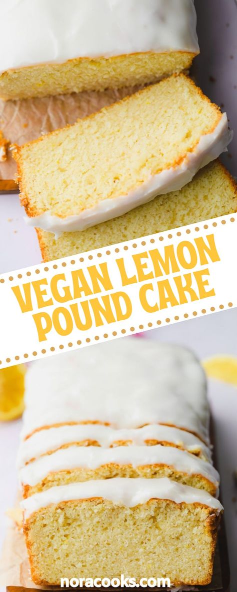 Yogurt Pound Cake Recipe, Vegan Lemon Desserts, Vegan Pound Cake Recipe, Vegan Pound Cake, Vegan Lemon Cake, Vegan Baked Goods, Lemon Pound Cake Recipe, Vegan Whipped Cream, Sweet Glaze