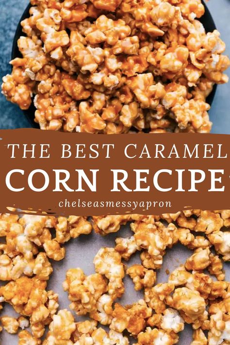 This is our favorite Caramel Corn Recipe — perfectly sweet and crunchy candy-coated popcorn. #dessert #best #quick #easy #caramel #corn #caramelcorn Honey Caramel Corn, Healthy Caramel Popcorn Recipe, Caramel Corn With Nuts Recipe, Caramel Corn With Molasses, Caramel Corn Recipe No Corn Syrup, Carnal Corn Recipe, Making Caramel Popcorn, Crunchy Caramel Popcorn, Best Caramel Corn Recipe