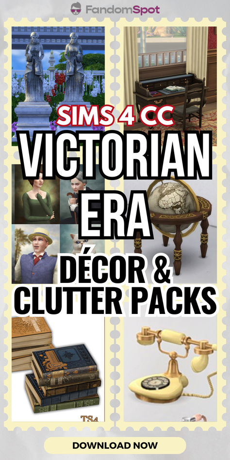 Add some Victorian-era 1800s CC into your Sims 4 gameplay. This CC list is perfect for the decades challenge, or even for some old-school storytelling Sims 4 Old Timey Cc, Sims 4 Royalty Challenge, Sims 4 Royality Cc, Sims4 Cc Victorian, Decades Cc Sims 4, Sims 4 Victorian Bedroom, Sims 4 Downton Abbey Cc, The Sims 4 Cc Victorian Furniture, Sims 4 Cc Victorian Shoes