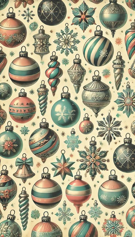 Here is the vintage-style pattern with retro Christmas ornaments in the 9:16 aspect ratio. Vintage Christmas Background Wallpapers, December Aesthetic Vintage, Vintage Christmas Wallpapers, Vintage Christmas Phone Wallpaper, Christmas Phone Wallpaper Vintage, Christmas Vintage Wallpaper, Winter Vintage Aesthetic, Christmas Wallpaper Vintage, Retro Christmas Wallpaper