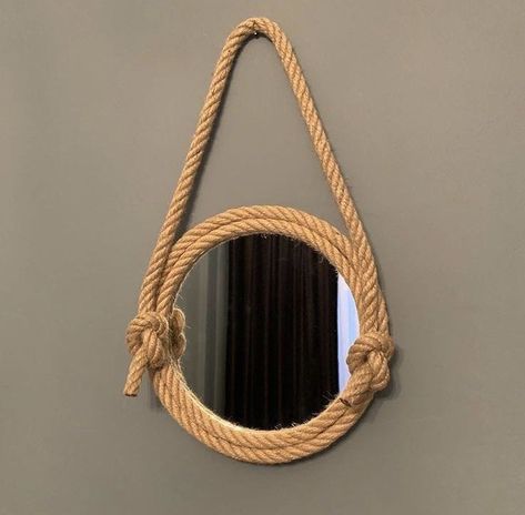 Mirror decor ideas Jute Rope Mirror, Wall Mount Mirror, Mirror Decor Ideas, Rope Mirror, Boho Crafts Diy, Seaside Decor, Decoration Bathroom, Bathroom Office, Diy Mirror