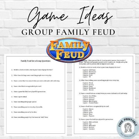 Family Feud for a Group Retirement Family Feud, Family Fued Diy, Family Fued Game Diy, Diy Family Feud Game Board, Family Fued Game Diy Board, Family Get Together Games, Family Fued Game Diy Questions, Diy Family Feud, Family Reunion Ideas Games