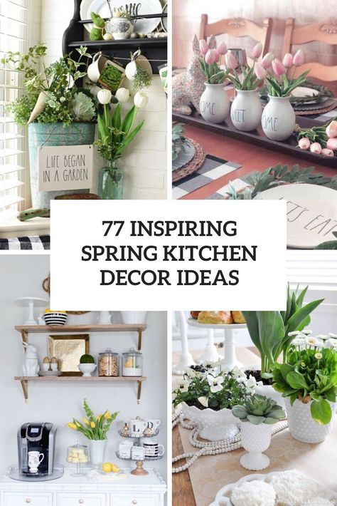 inspiring spring kitchen decor ideas cover Vintage Spring Aesthetic, Color Palette Vintage, Room Decor Summer, Rustic Antique Decor, Easter Kitchen Decor, Spring Mantle Decor, Colorful Stools, Vintage Spring Decor, Spring Kitchen Decor