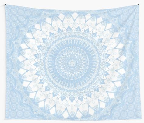 A pastel, light blue and white mandala kaleidoscope. • Millions of unique designs by independent artists. Find your thing. College Decor Ideas, Purple Tapestry, Dorm Decor College, Mandala Wall Tapestry, Blue Room Decor, Purple Mandala, College Dorm Room Ideas, Blue Tapestry, Mandala Wall Hanging