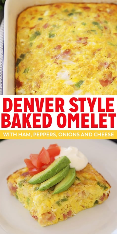 Omelets Recipe Omelettes, Baked Denver Omelet, Denver Omlet, Denver Scramble, Cleanish Eating, Breaky Ideas, Denver Omelet, Baked Omelette, Baked Omelet