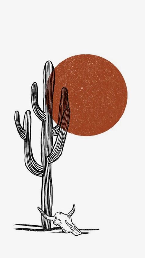 Boho Western Images, Desert Skeleton Art, Phone Themes Western, Simple Western Doodles, Western Images Clip Art, Boho Western Painting Ideas, Western Simple Drawings, Western Sunset Tattoo, Western Designs Art