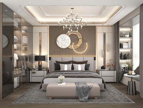 Luxury Ceiling Design, False Ceiling Bedroom, Unique Bedroom Design, Luxury Room Bedroom, Bedroom Interior Design Luxury, Unique Bedroom, Bedroom Door Design, Modern Luxury Bedroom, Modern Bedroom Interior