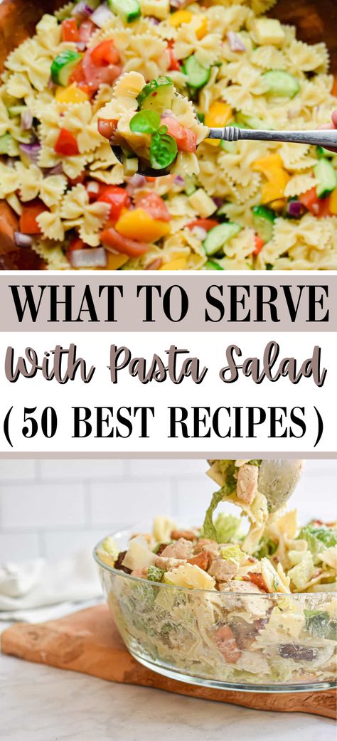 When making pasta salad, these are the 50 best recipes when thinking about what to serve with pasta salad! They are mouthwatering, full of flavor, and a perfect dish to serve with your main course! What To Make With Pasta Salad, What Goes With Pasta Salad, What To Serve With Pasta Salad, What To Eat With Pasta Salad, What To Serve With Pasta, Greek Yogurt Marinated Chicken, Pulled Pork Oven, Honey Balsamic Chicken, Chicken Main Dish Recipes