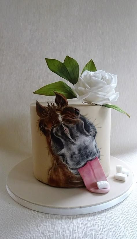 Saw very similar design online and just adored it. Had the opportunity to try it for myself. I do love painting on a cake. Horse Cakes, Horse Birthday Cake, Painted Horse, Horse Cake, Horse Birthday, Gateaux Cake, Animal Cakes, Painted Cakes, Unique Cakes