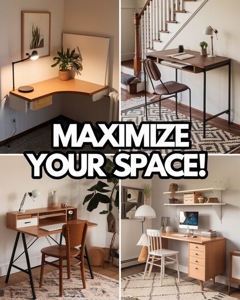 Cramped for space? Discover small Desk Ideas that fit perfectly into any nook! From a sleek Floating Desk or Wall Mounted Desk to a cozy Desk Nook, these solutions make the most of Desks For Small Spaces while keeping style in mind. Perfect for tight areas, these designs help maximize every inch. #gg #homedesigninsider #spacesavingdeskideas Floating Desk Small Space, Small Room Design Office, Multifunctional Desk Small Spaces, Space Saver Desk Ideas, Space Saving Desk Ideas Tiny Bedrooms, Small Desk Area In Kitchen, Murphy Desk Small Spaces, Hidden Desk In Bedroom, Compact Desk Small Spaces