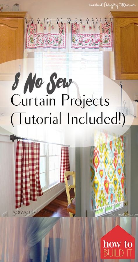 No Sew Projects, Sew Curtains, Sewing Curtains, Homemade Curtains, Curtains Diy, Handmade Curtains, No Sew Curtains, Drop Cloth Curtains, Simple Curtains