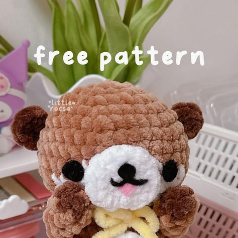 Plushie Free Pattern Crochet, Cute Crochet Plushie Pattern, Otter Pattern Crochet, Baby Otter Crochet Pattern Free, Aesthetic Crochet Amigurumi, Free Otter Crochet Pattern, Otter Amigurumi Free Pattern, Otter Crochet Pattern Free, Free Plushie Crochet Patterns