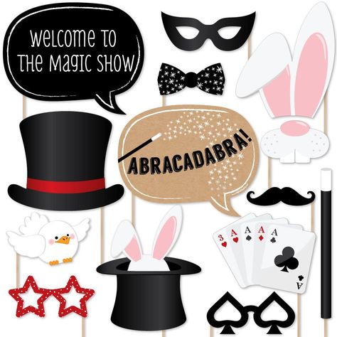 Magic Party Theme, Magic Decorations, Magician Party, Magic Birthday Party, Birthday Party Photo Booth, Magical Birthday Party, Cookie Birthday Party, Party Photo Booth Props, Magic Birthday